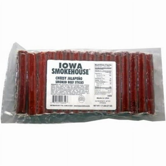 Iowa Smokehouse & Preferred Wholesale 105629 27 oz Smoked Beef Sticks Cheesy Jalapeno