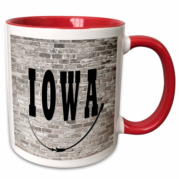 3drose, Iowa. State Capital Is Des Moines., 11oz Two-tone Red Mug