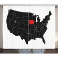 thumbnail image 1 of Ambesonne Iowa State Curtains 2 Panel Set, North America Map Design, 108" x 63", Black Vermilion White, 1 of 3