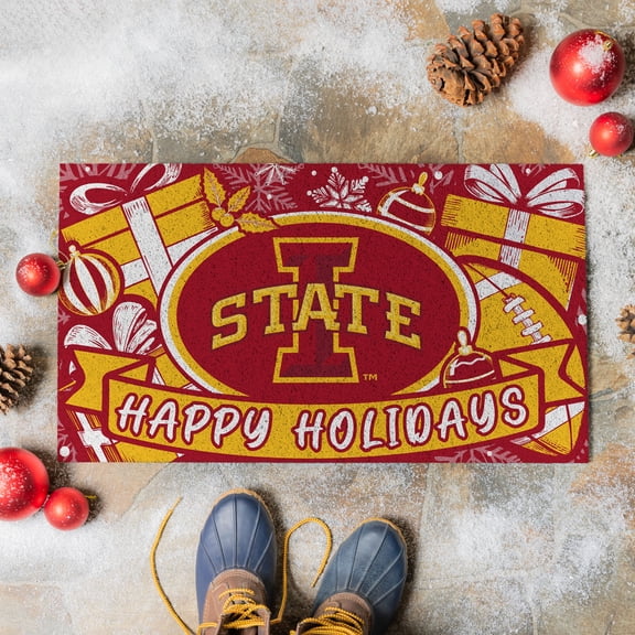 Iowa State Cyclones 28" x 16" Happy Holidays Christmas Turf Door Mat
