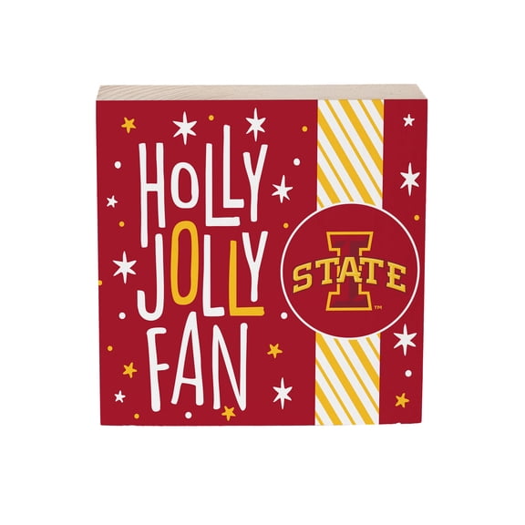 Iowa State Cyclones 6" Holiday Wood Plock Shelf Sign