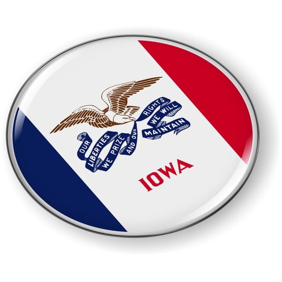 Iowa State Flag 3D Domed CAR Emblem Badge Sticker Flexible Round