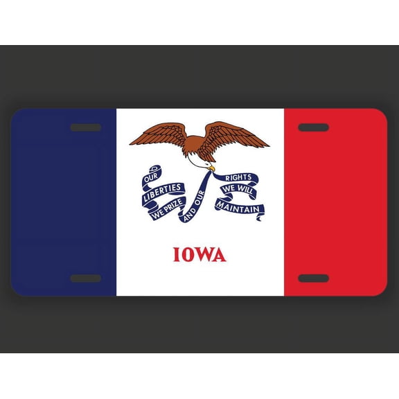 Iowa State Flag License Plate Tag Vanity Novelty Metal | UV Printed Metal | 6-Inches By 12-Inches | Car Truck RV Trailer Wall Shop Man Cave | VLP040