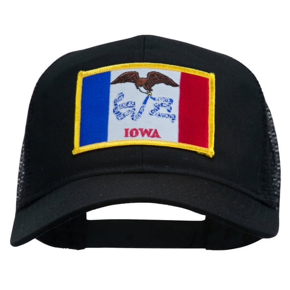 Iowa State Flag Patched Mesh Cap - Black OSFM