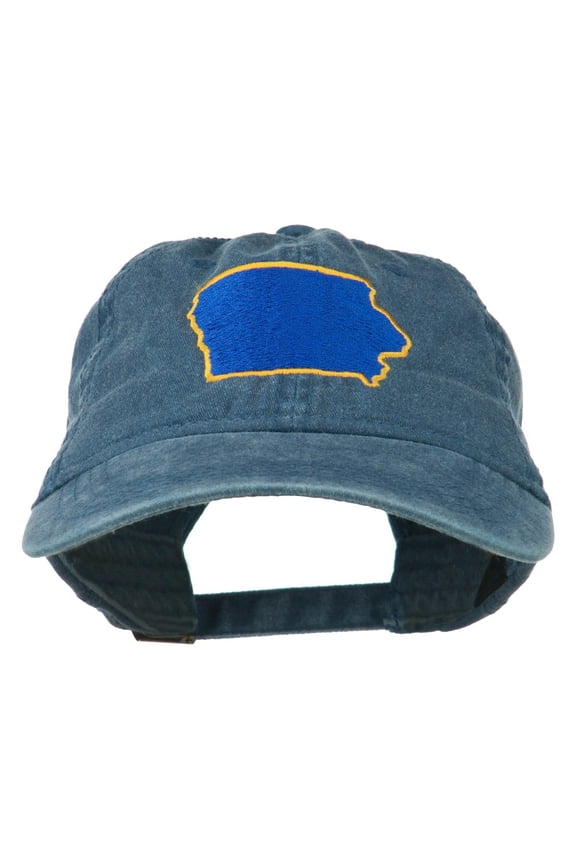 Iowa State Map Embroidered Washed Cap - Navy OSFM