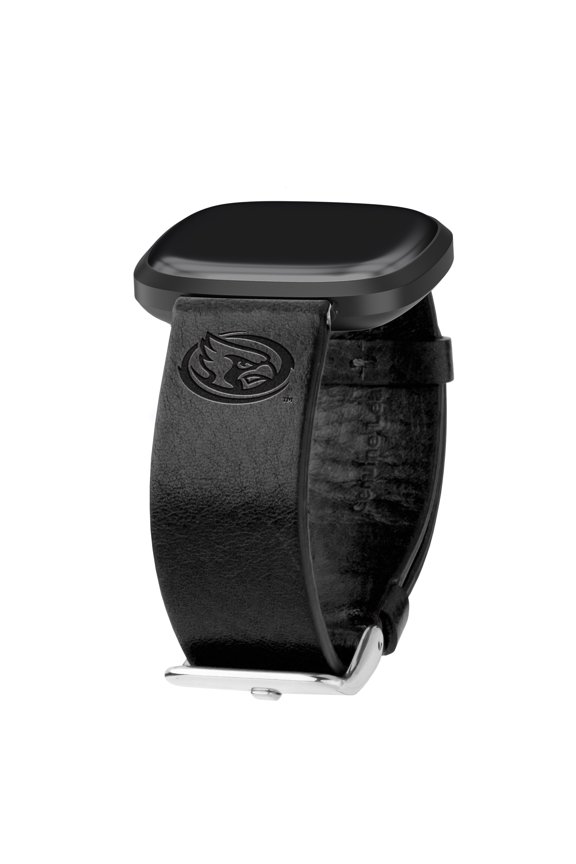 Iowa State Premium Leather Unisex Watch Band for FitBit Versa 3 and Sense (Short Black) by Affinity Bands
