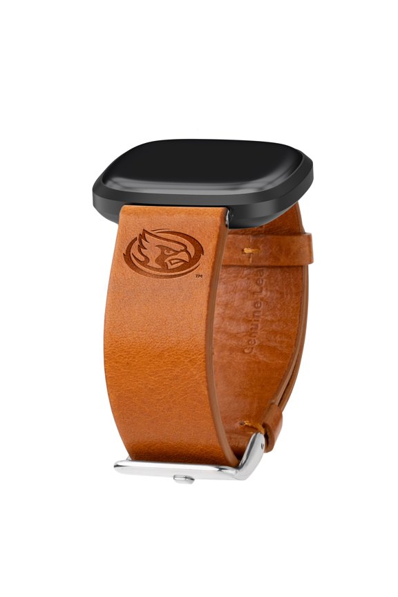 Iowa State Premium Leather Unisex Watch Band for FitBit Versa 3 and Sense (Short Tan) by Affinity Bands