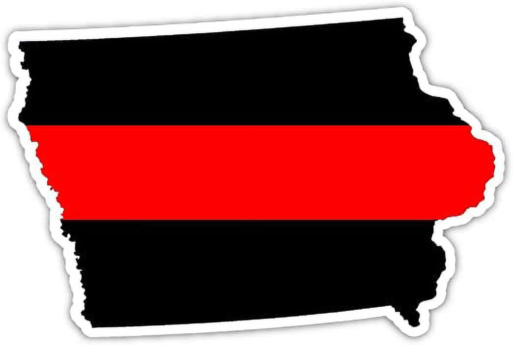 Iowa State Shape Fireman Red Line Ribbon Sticker Decal 3x5 in - Walmart.com