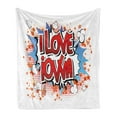 thumbnail image 1 of Iowa State Soft Flannel Fleece Throw Blanket, I Love Iowa Words in Retro Comic Book Style Burst Effect and Stars Background, Cozy Plush for Indoor and Outdoor Use, 50" x 70", Multicolor, by Ambesonne, 1 of 6