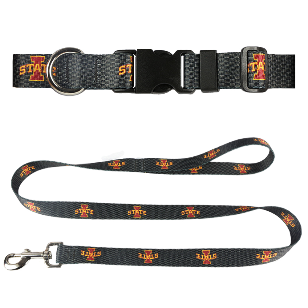 Iowa State University 3/4 inch x 6ft Dog Leash and 3/4 inch Small Collar Set, Carbon Fiber - image 1 of 1