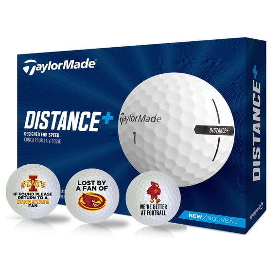 Iowa State University Cyclones Edition Funny Officially Licensed NCAA Taylormade Distance+ Golf Balls 12-Pack (Dozen)