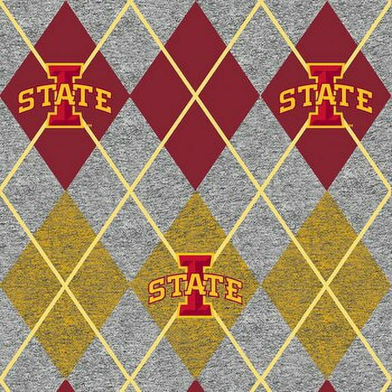 Iowa State University Fleece Fabric Super Soft Collegiate Heather Argyle Design-Sold by the Yard