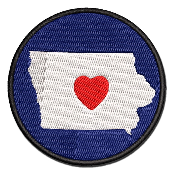 Iowa State with Heart Applique Multi-Color Embroidered Iron-On Patch - 2.5 Inch Small
