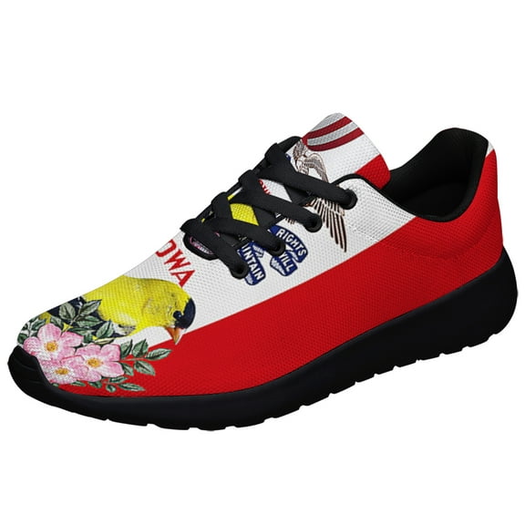 Iowa Stte EaStrn Goldfinch Bird and Wild Rose Flower Shoes Sneakers Black Size 13