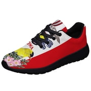 Iowa Stte EaStrn Goldfinch Bird and Wild Rose Flower Shoes Sneakers Black Size 3.5