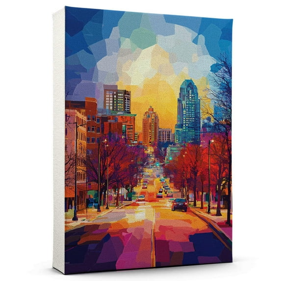 Iowa Travel Canvas, United States Canvas Print vintage, Colorful Iowa Decor City Road, United States Pictures Wall Art - 102AZ633