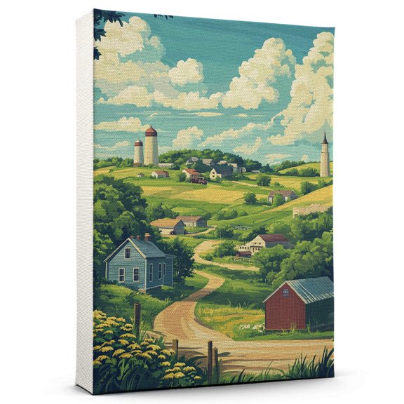 Iowa Vintage Travel Canvass, United States Canvas Wall Art, Iowa Canvas Wall Art, United States Wall Art Picture Print Decor - 105AZ640