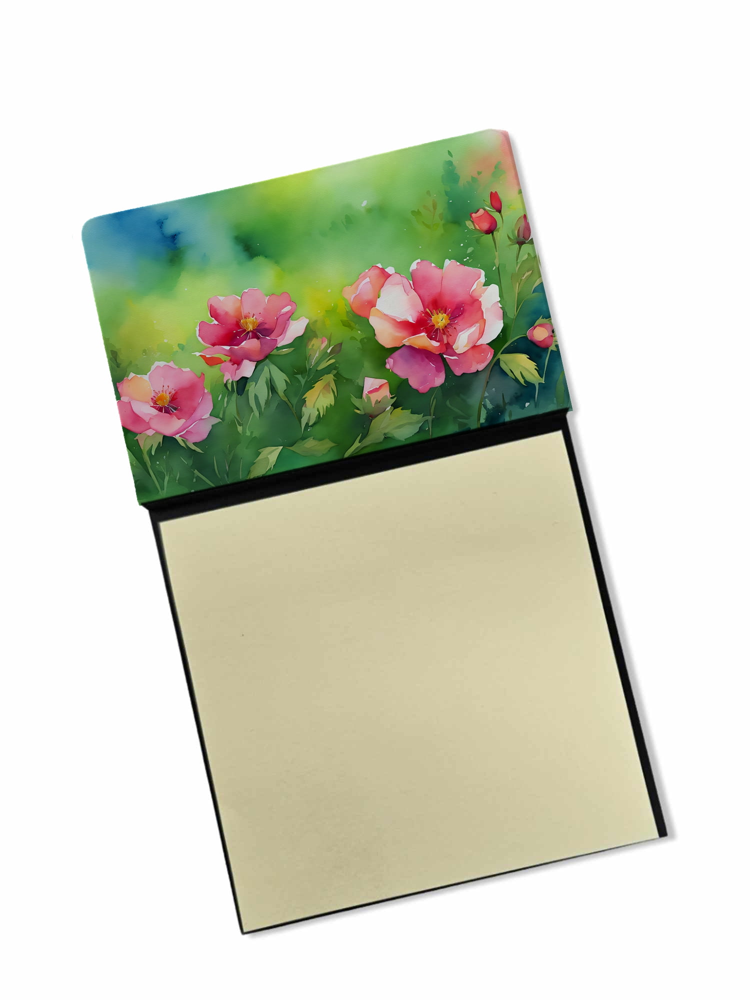 Iowa Wild Prairie Roses in Watercolor Sticky Note Holder 3.25 in x 5.25 in