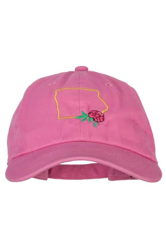 Iowa Wild Prairie with Map Embroidered Unstructured Washed Cap - Hot Pink OSFM