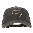 thumbnail image 1 of Iowa with Map Outline Embroidered Washed Cotton Twill Cap - Black OSFM, 1 of 5
