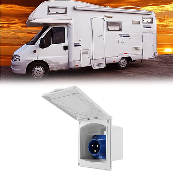Ip44 Waterproof Socket Rv External Socket For Caravanning Embedded Socket For Rv External Power Input Made Of Plastic