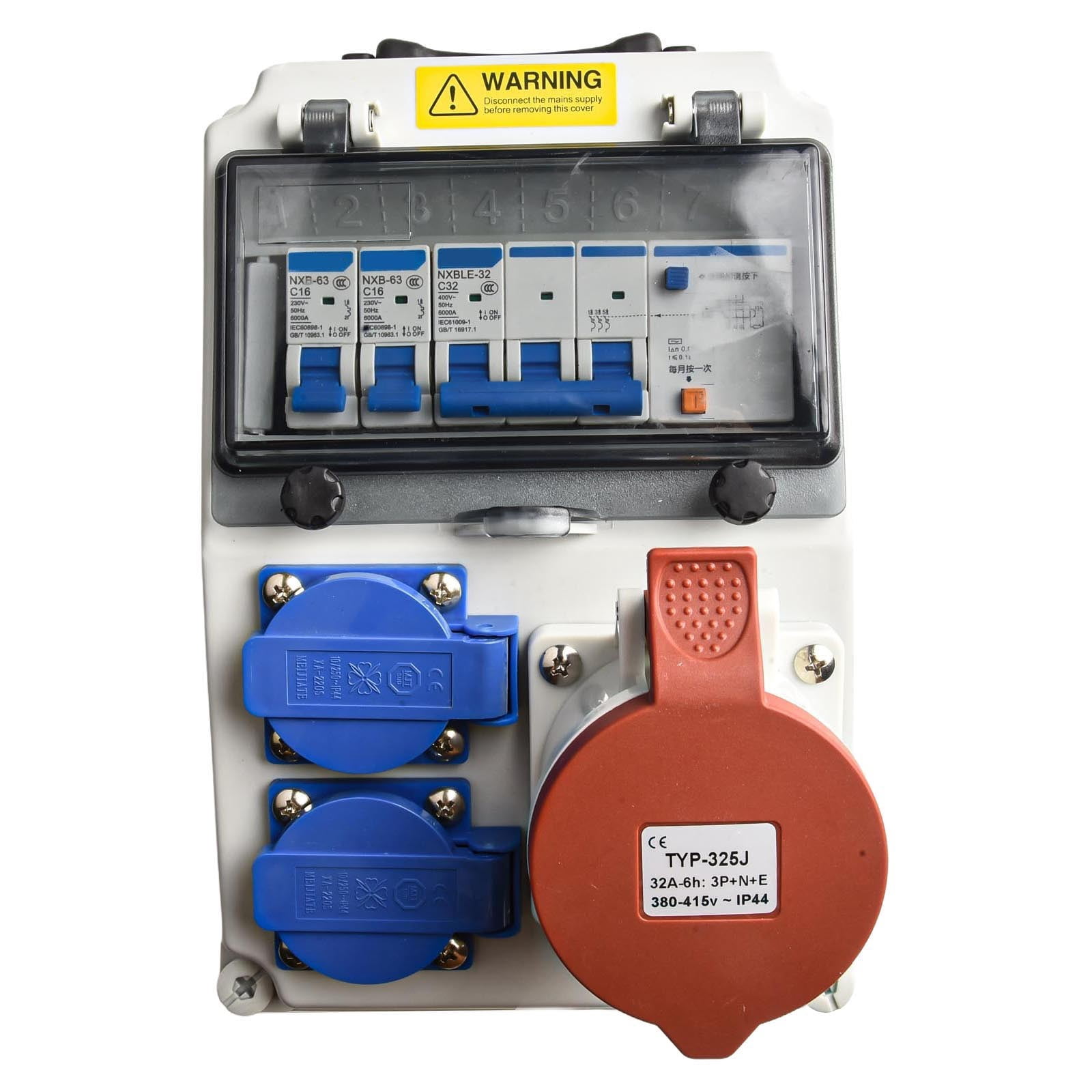 Ip65 Rated Wall Mounted Distribution Box with Construction Power Sockets
