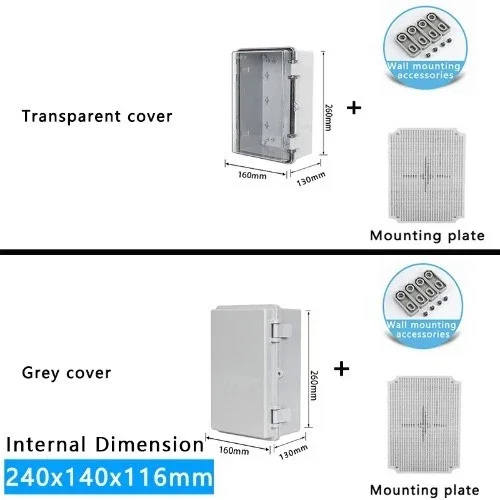 Ip66Abs Hinged Plastic Enclosure Waterproof Power Electrical Junction Box