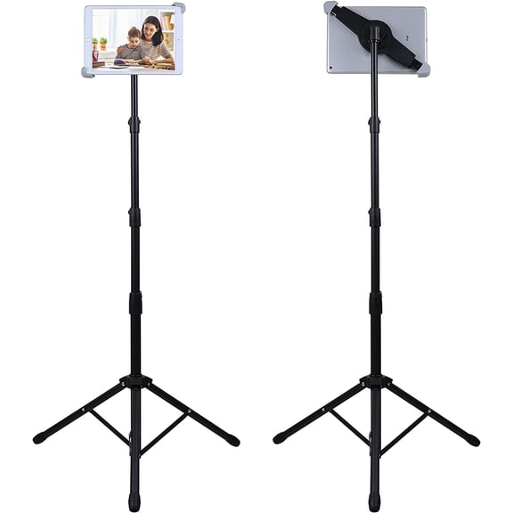 Ipad Tripod Stand, Height Adjustable iPad Stand Floor, Tablet Holder Stand with 360 Degree Rotating Tablet Mount for ipad Pro12.9, iPad Air and Other Device Within 9.5-14.5 Inch