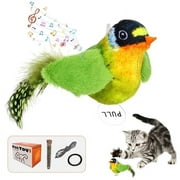 Ipawspace Catnip Cat Toy for Indoor Cats Boredom Relieve Teething Kicking Feather Interactive Cat Toy with Lifelike Chirp Sound Kitten Love (green bird)