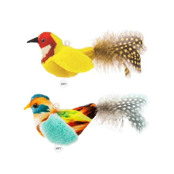 Ipawspace Catnip Cat Toys 2-Piece Interactive Cat Toy Set with Chirp Bird, Elastic String, Catnip (2 Pack)