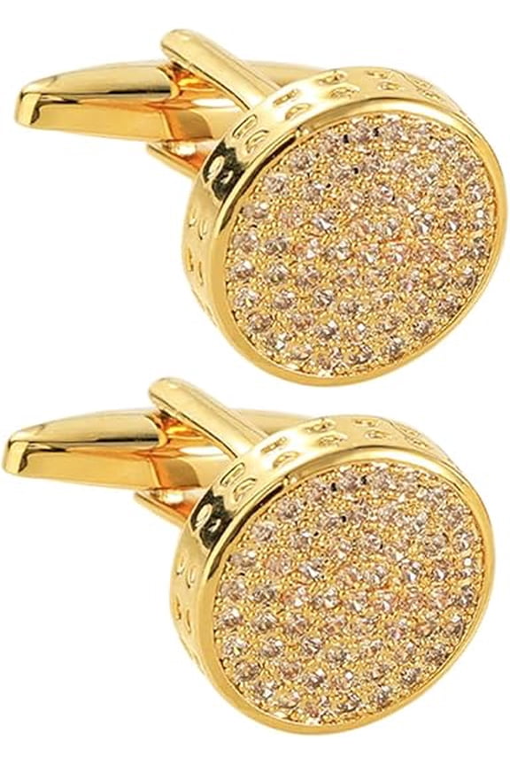 Ipetboom Rectangular Gold Crystal Rhinestone Cufflinks 1 Pair