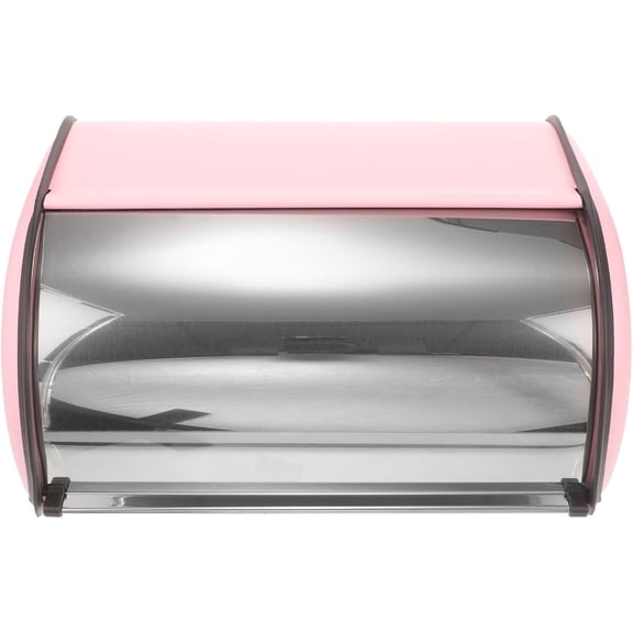Ipetboom Stainless Steel Pink Mirror Finish Bread Box with Lid