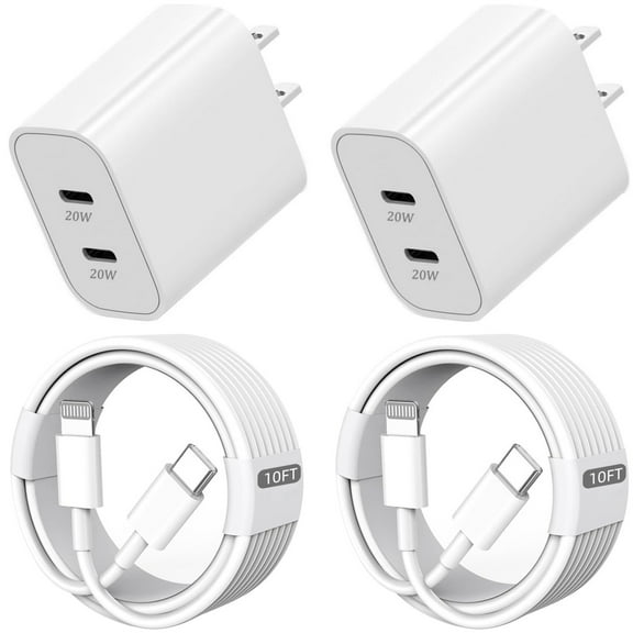 Iphone 11 12 Fast Charger[MFI Certified] Dual Port PD3.0 Power USB C Wall Charger Adapter with 10ft Lightning Cable Compatible for IPhone 14/13/12/Mini/ Pro/Pro Max/SE 2020/11/Pro Max/XS/XS Max/XR/8P