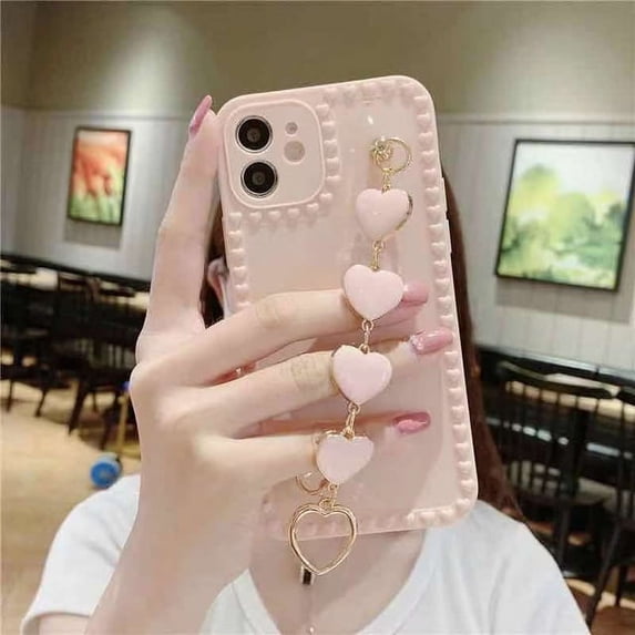 Iphone 11 Case 3D Love Metal Bracelet wrist chain soft phone case for iphone 13 12 Pro Max MiNi 11 XR X XS Max 7 8 plus 6S SE 2020 Cover