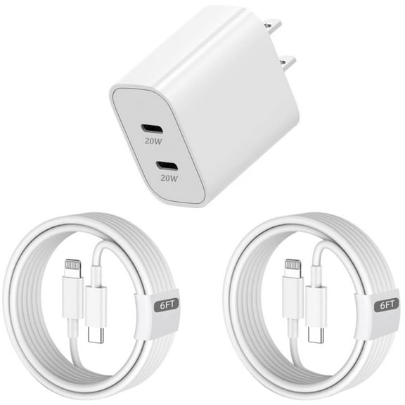 Iphone 14 13 Fast Charger[MFI Certified] Dual Port PD 3.0 Power USB C Wall Charger Adapter with 6ft Lightning Cable Compatible for IPhone 14/13/12/Mini/ Pro/Pro Max/SE 2020/11/Pro Max/XS/XS Max/XR/8P
