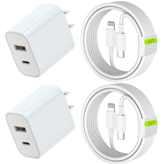 Iphone 14 13 Fast Charger[MFI Certified] ,Dual Port USB C +USB A  Wall Charger Adapter with 6ft Lightning Cable Compatible for IPhone 14/13/12/Mini/ Pro/Pro Max/SE 2020/11/Pro Max/XS/XS Max/XR/8P