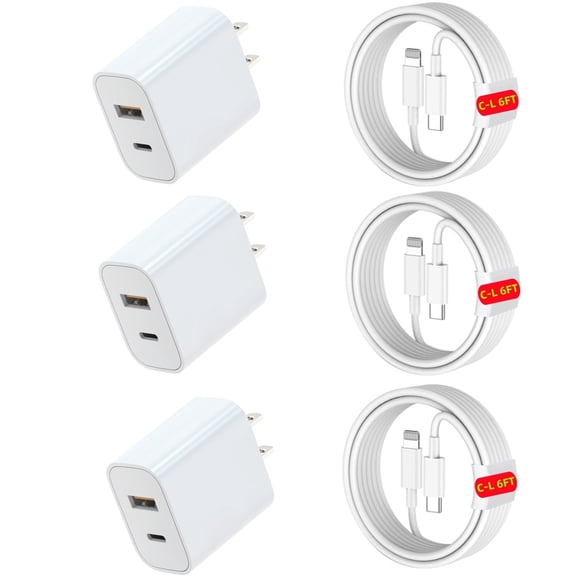 Iphone 14 Fast Charger[MFI Certified] ,Dual Port USB C +USB A  Wall Charger Adapter with 6ft Lightning Cable Compatible for IPhone 14/13/12/Mini/ Pro/Pro Max/SE 2020/11/Pro Max/XS/XS Max/XR/8P