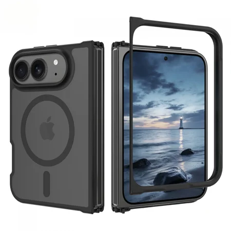 Iphone 18 Fold Magnetic Phone Case with Left and Right Fold, Matte and Drop-Resistant