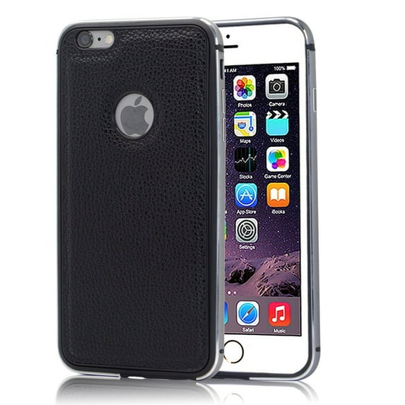 Iphone 6s Case,Mignova Ultra Slim Leather Back Case with Metal Bumber Cover for Apple Iphone 6/6s (Black)