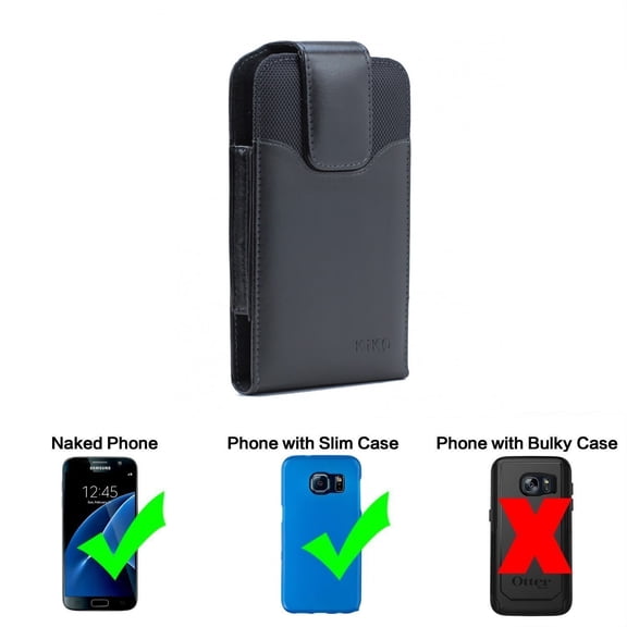 Iphone 7 Plus 5.5' / 6S / 6 5.5 INCH Premium Vertical Leather Belt Clip Holster Pouch Case Cover ( Only Fit with Naked phone, thin or Slim Case On)