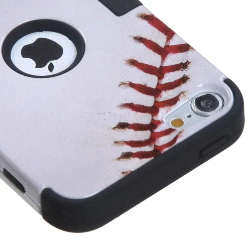 Ipod Touch 5Th 6Th & 7Th Gen - Hard&Soft Rubber Armor Hybrid Case White Baseball