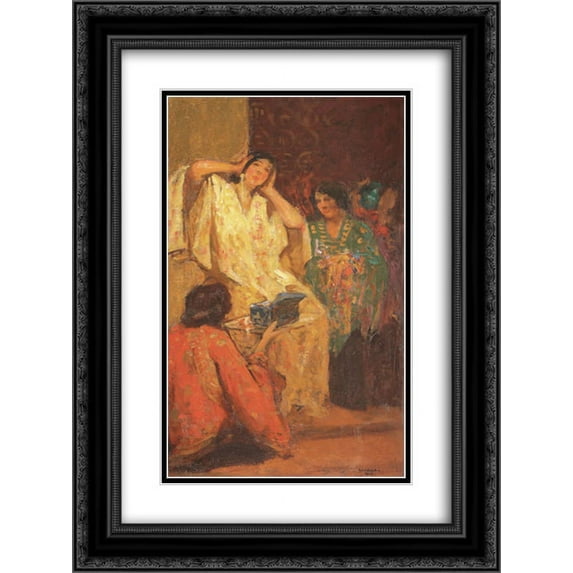 Ipolit Strambu 2x Matted 18x24 Black Ornate Framed Art Print 'After Bath'