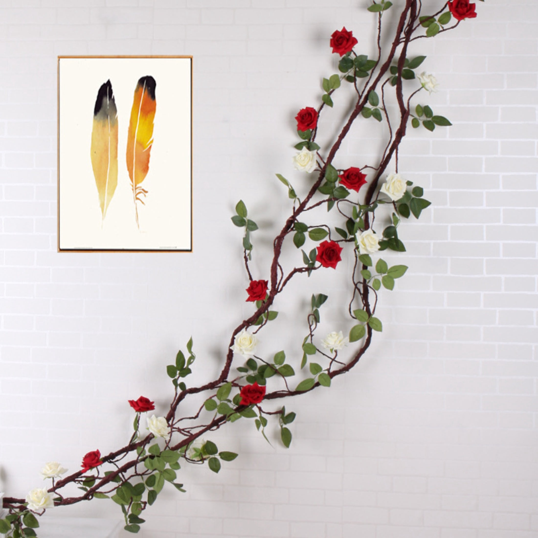 INSUNSIX 100 rose artificiali bianche, 7,6 cm, in schiuma rossa, per fai da te, decorazioni per torte, matrimoni, baby shower, centrotavola (bianco e rosso