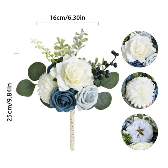 Ipopu 2 Bouquets Bride's Bouquet - Silk & Plastic Roses, Multiple Colors Available - Perfect for Weddings, Photography & Home Decor