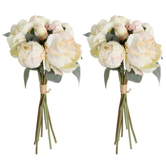 Ipopu 2 Pcs Vintage - Style Faux Peony Bouquets, 14.57'' Tall, 7 Stems per Bunch, Silk Flowers for Bridal & Home Decor