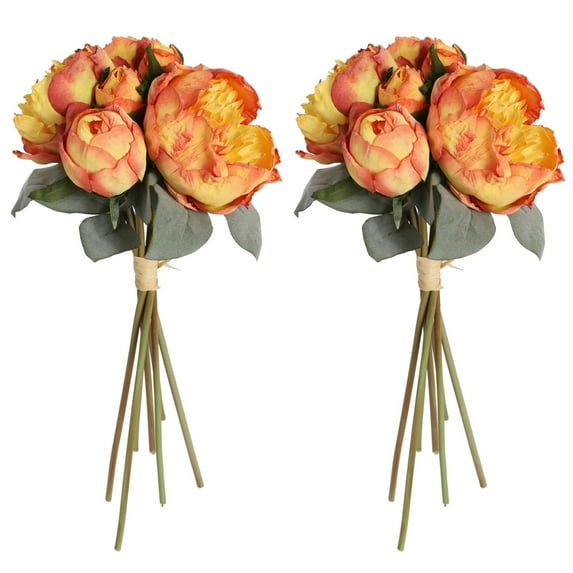 Ipopu 2 Pcs Vintage - Style Faux Peony Bouquets, 14.57'' Tall, 7 Stems per Bunch, Silk Flowers for Bridal & Home Decor