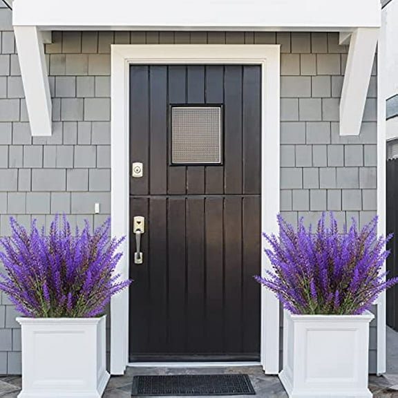 Ipopu 8 Pcs Set Purple Plastic Lavender, 15 Inches Tall - Ideal for Weddings, Outdoors, Photography & Home Decor