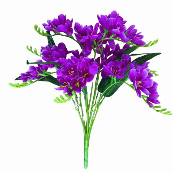 Ipopu 9-Branch Artificial Freesia - 54 Heads, 19.69" Tall, Silk, Multi-Color - Living Room Decor Fake Flower Set