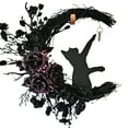thumbnail image 1 of Ipopu Halloween Moon Cat Hanging Wreath - 11.81 Inch Black Decor, Twigs/Plastic/Wood, Multiple Patterns, for Home/Window & Cat Lovers, 1 of 4