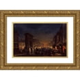thumbnail image 1 of Ippolito Caffi 24x17 Gold Ornate Framed and Double Matted Museum Art Print Titled - Boulevard Et Porte Saint Denis, Oil on Intelated Cardboard (1855), 1 of 4